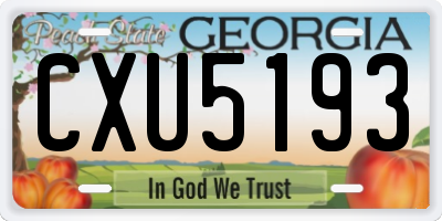 GA license plate CXU5193