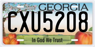 GA license plate CXU5208