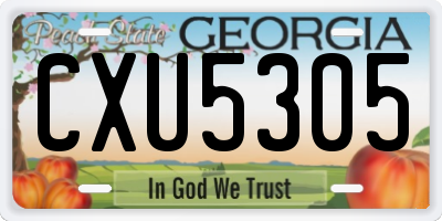 GA license plate CXU5305