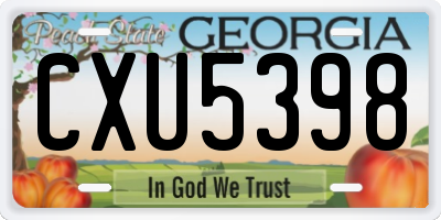 GA license plate CXU5398