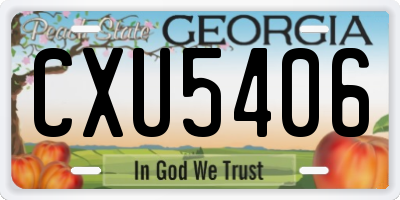 GA license plate CXU5406