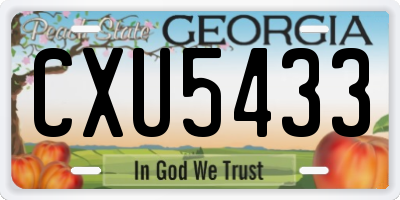 GA license plate CXU5433