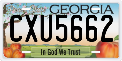 GA license plate CXU5662