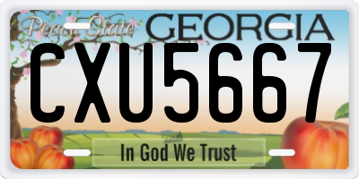 GA license plate CXU5667