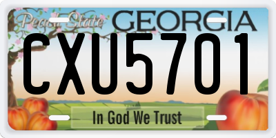 GA license plate CXU5701