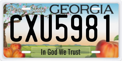 GA license plate CXU5981