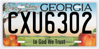 GA license plate CXU6302