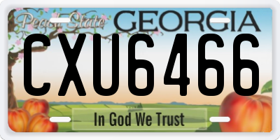 GA license plate CXU6466