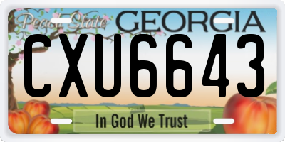 GA license plate CXU6643