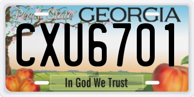 GA license plate CXU6701