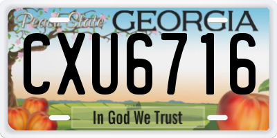 GA license plate CXU6716