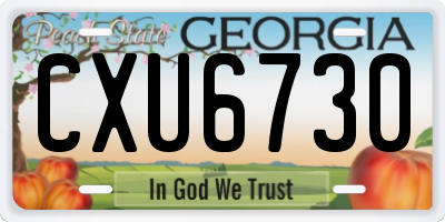 GA license plate CXU6730