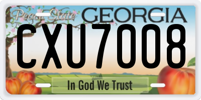 GA license plate CXU7008