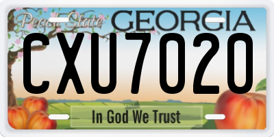 GA license plate CXU7020