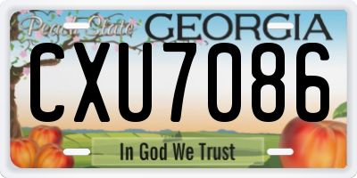 GA license plate CXU7086