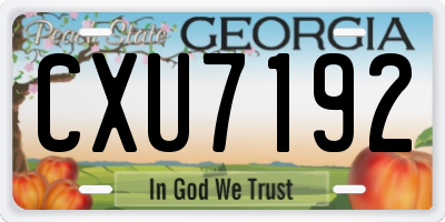 GA license plate CXU7192