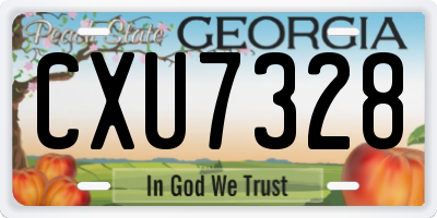 GA license plate CXU7328