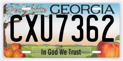 GA license plate CXU7362