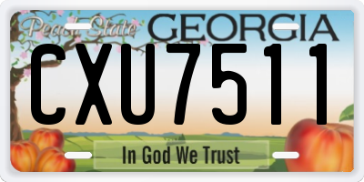 GA license plate CXU7511