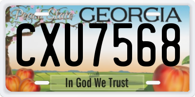 GA license plate CXU7568