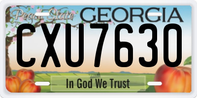 GA license plate CXU7630