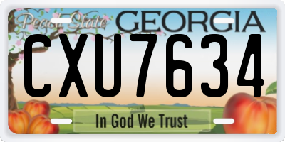 GA license plate CXU7634