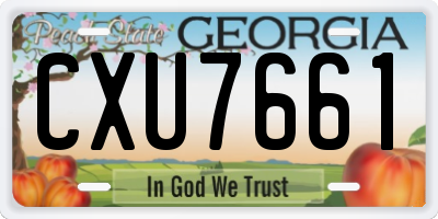 GA license plate CXU7661