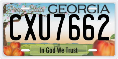 GA license plate CXU7662
