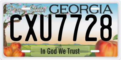 GA license plate CXU7728
