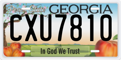 GA license plate CXU7810