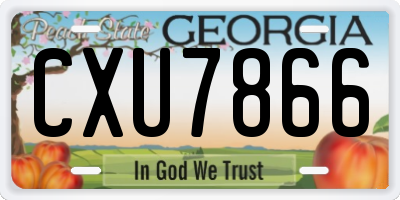 GA license plate CXU7866
