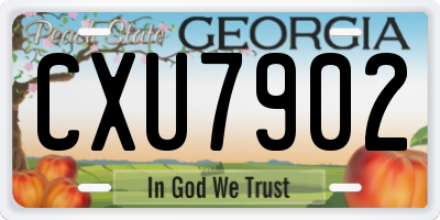GA license plate CXU7902