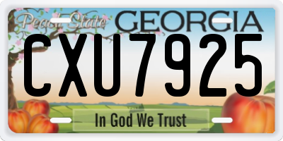 GA license plate CXU7925