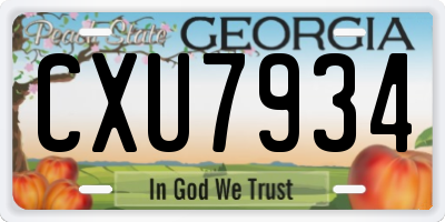 GA license plate CXU7934