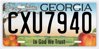 GA license plate CXU7940