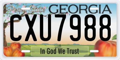 GA license plate CXU7988