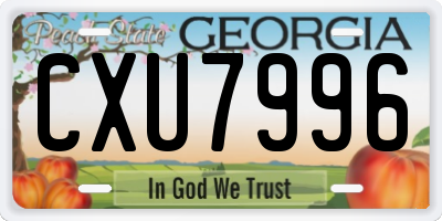 GA license plate CXU7996