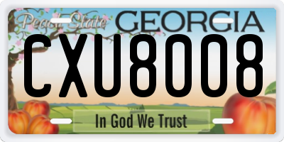 GA license plate CXU8008