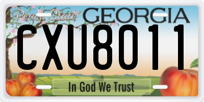 GA license plate CXU8011