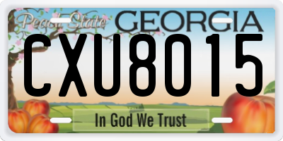 GA license plate CXU8015