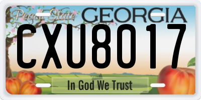 GA license plate CXU8017