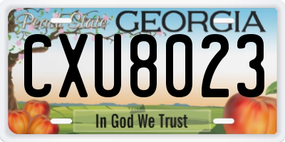 GA license plate CXU8023