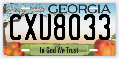 GA license plate CXU8033