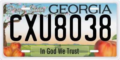 GA license plate CXU8038