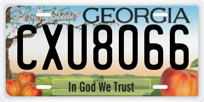 GA license plate CXU8066