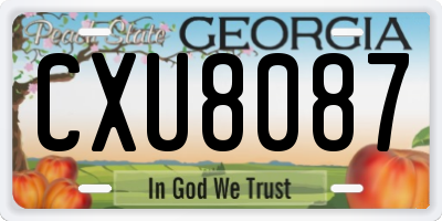 GA license plate CXU8087