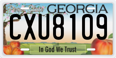 GA license plate CXU8109