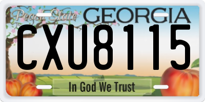GA license plate CXU8115