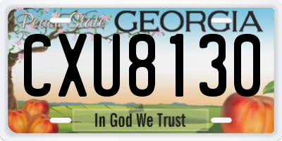 GA license plate CXU8130