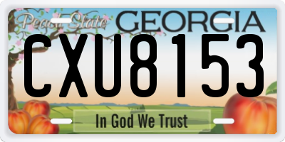 GA license plate CXU8153